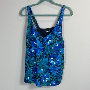 32 degrees Cool Blue Floral Camisole Swim TankTop or Tankini sz large